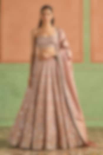 Dusty Pink Silk Sequins & Zari Embellished Lehenga Set by Lashkaraa at Pernia's Pop Up Shop