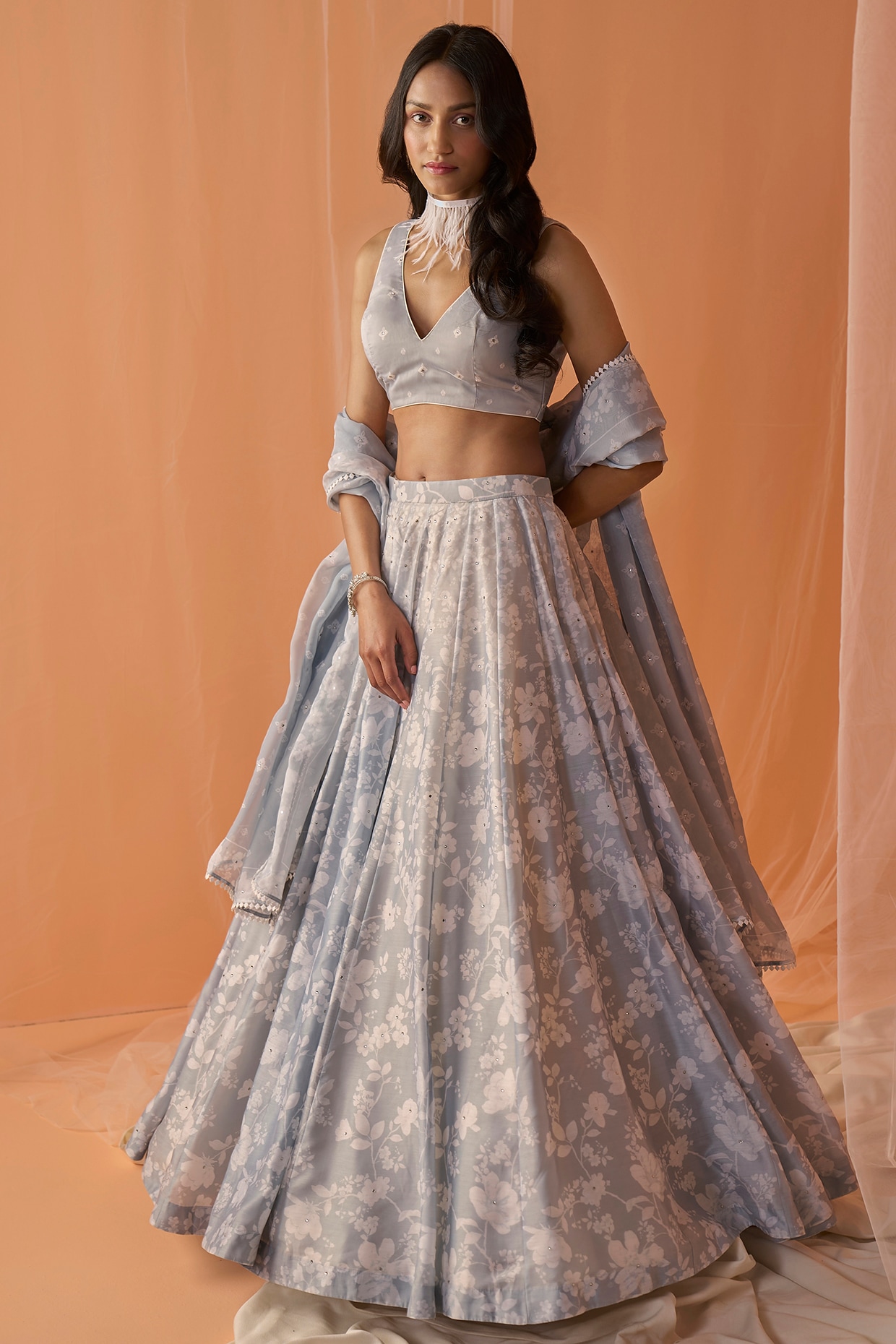 White - Stone Work - Lehenga Cholis: Buy Indian Lehenga Outfits Online |  Utsav Fashion