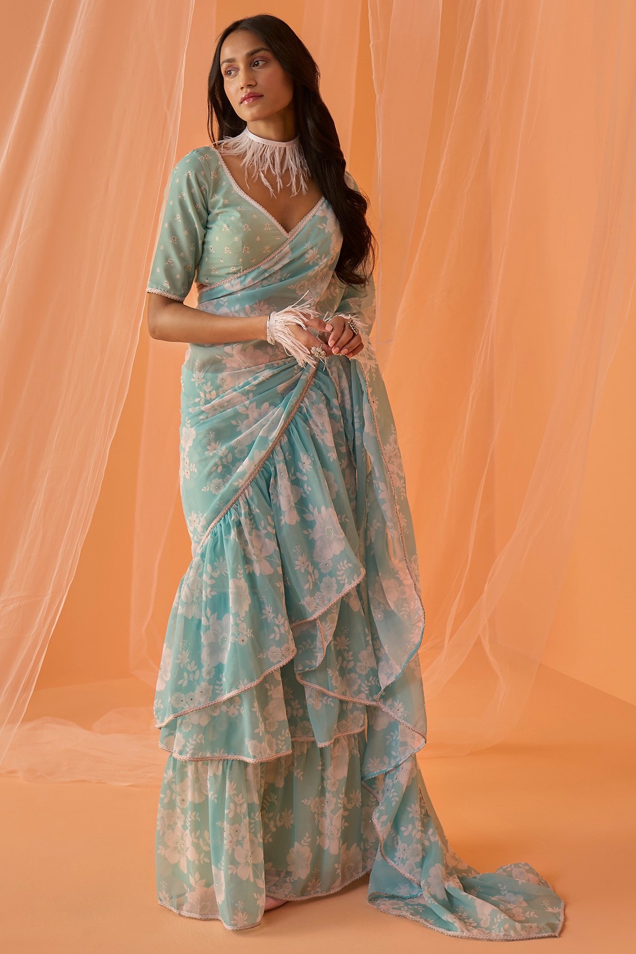 Haldi Ceremony Wear Half Saree Lehenga for South Indian Weddings With  Dupatta in USA, UK, Malaysia, South Africa, Dubai, Singapore