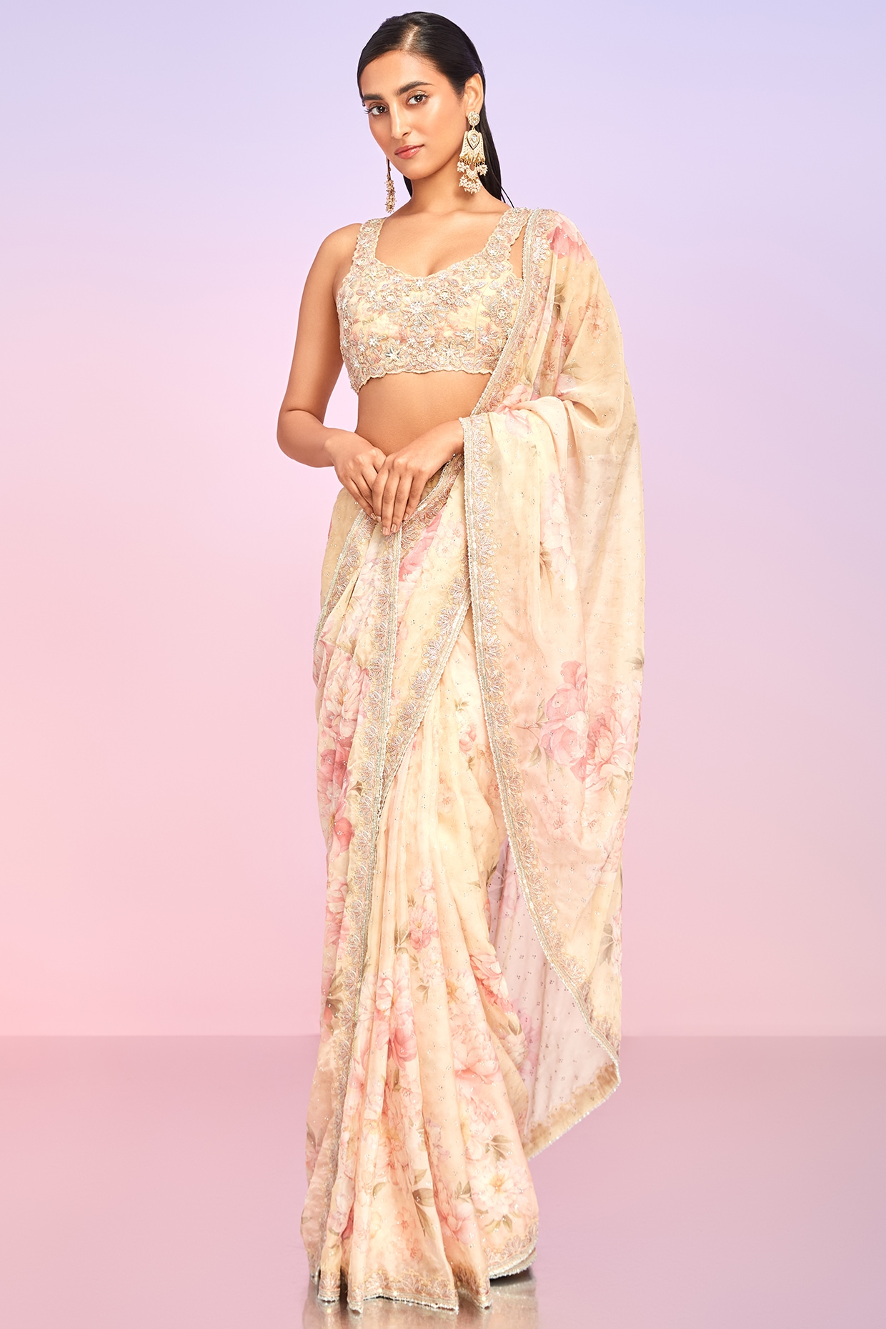 Buy Blue & White Sarees for Women by SIDHIDATA Online | Ajio.com