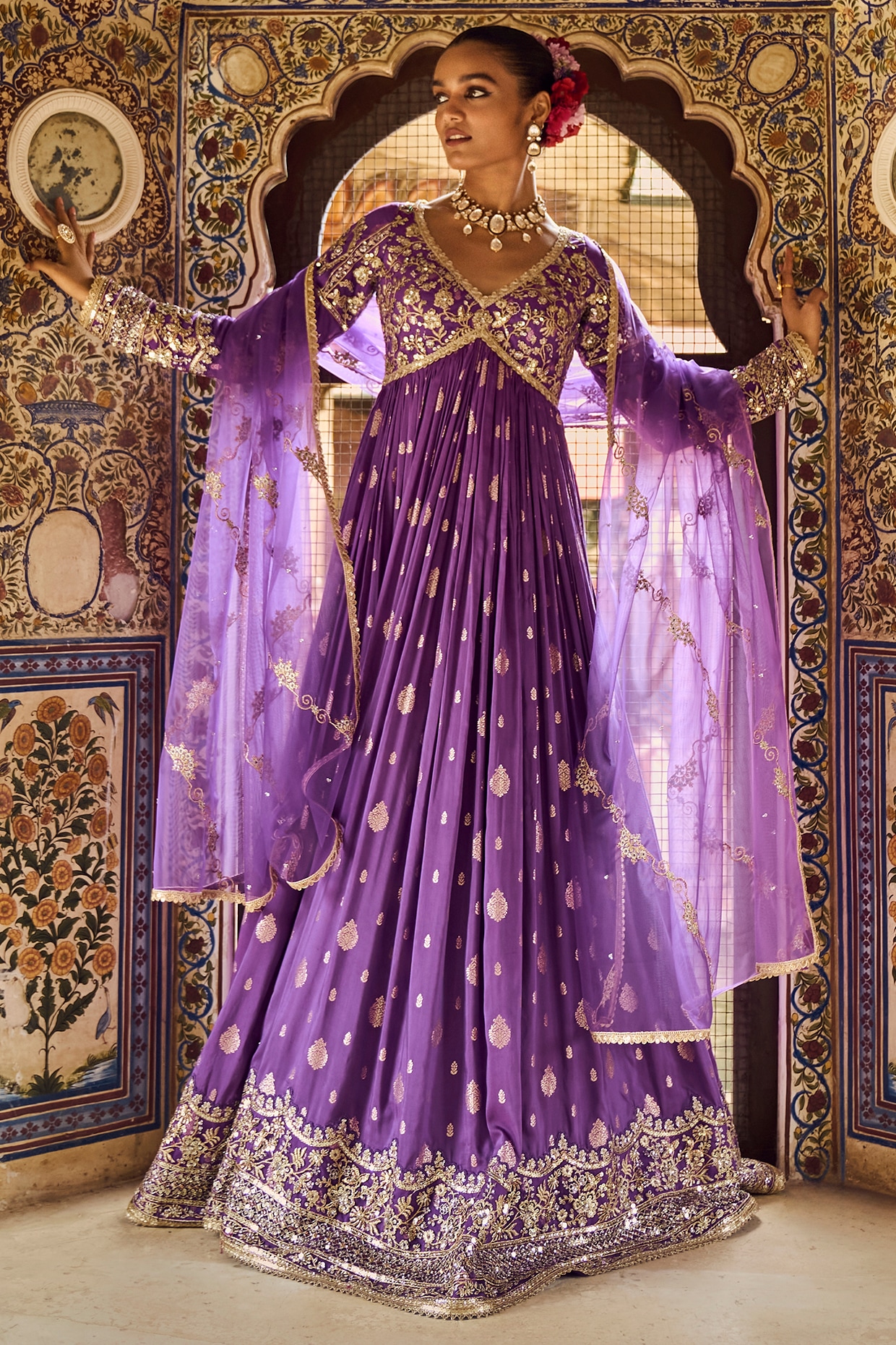 Purple Color Georgette Fabric Elegant Party Style Anarkali Suit