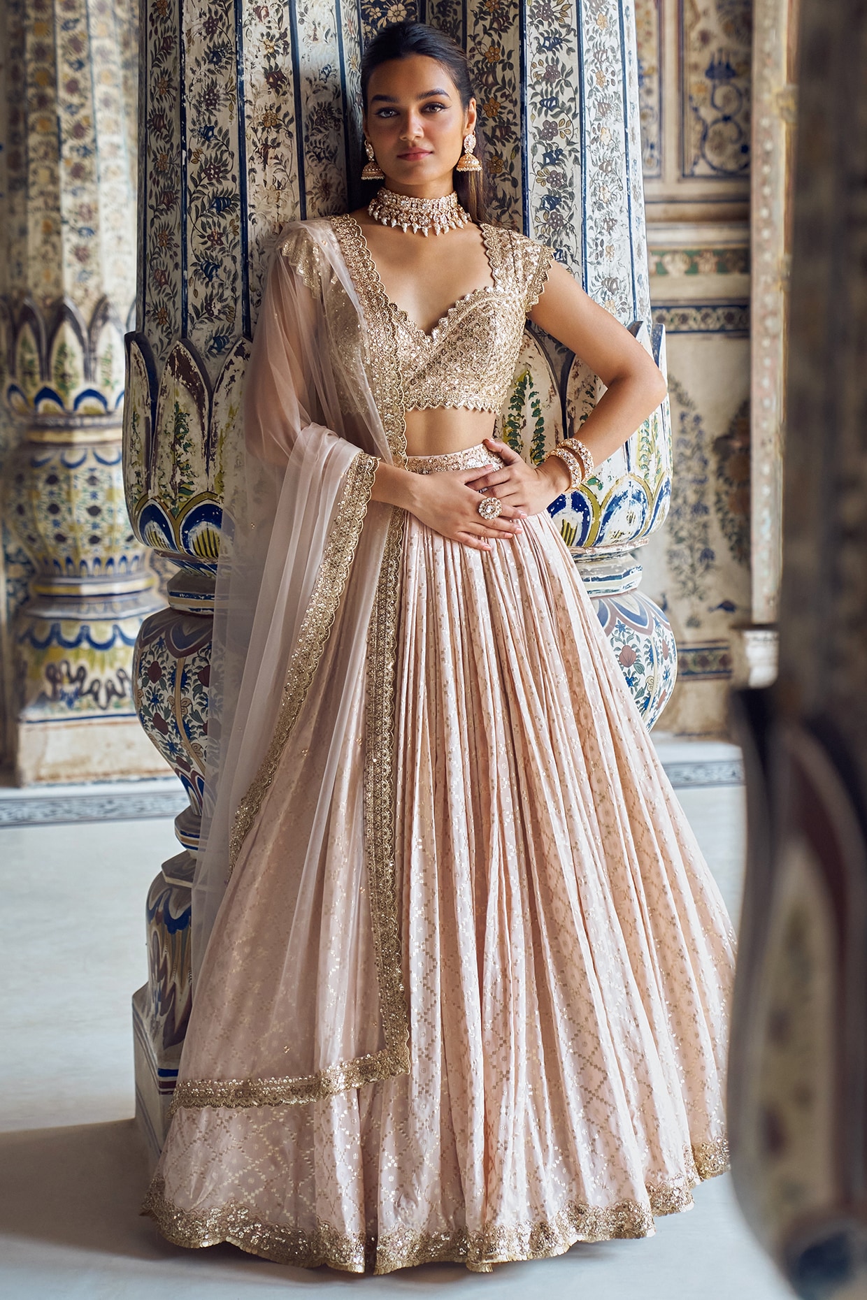 Coral Embroidered Saree Gown Design by Nidhika Shekhar at Pernia's Pop Up  Shop 2024