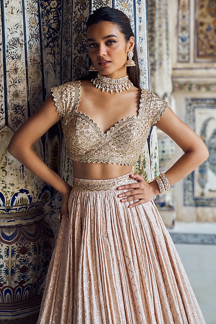 Rose Gold Hand Embroidered Corset Top Design by Jubinav Chadha at Pernia's  Pop Up Shop 2024
