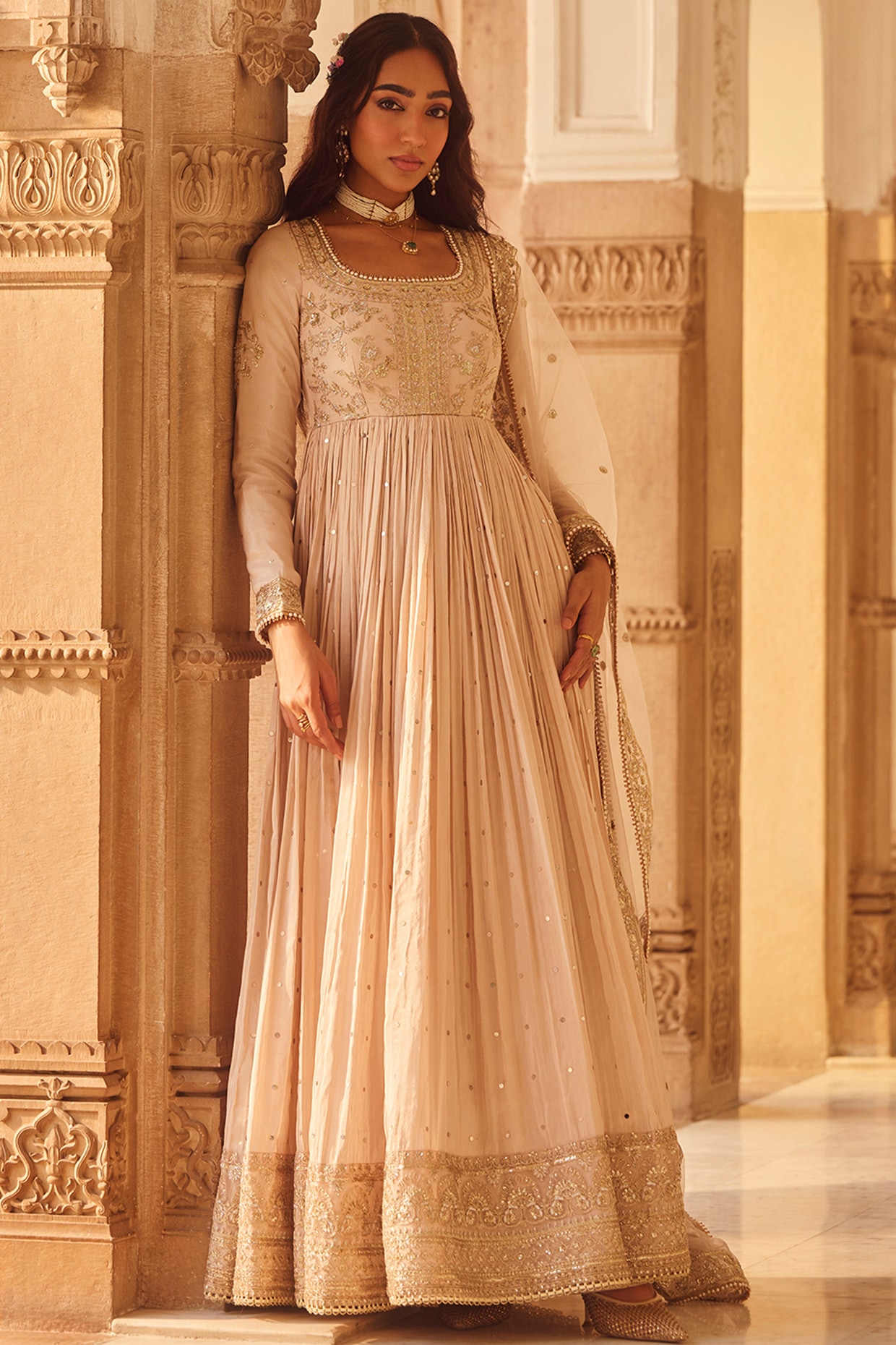 Nude Anarkali Gown