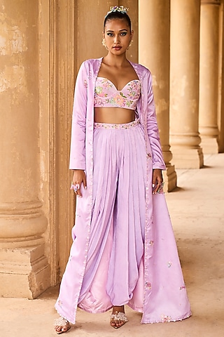 Light Purple Embellished Jacket Set by Lashkaraa