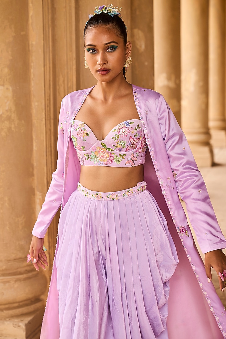 Light Purple Embellished Jacket Set by Lashkaraa at Pernia's Pop Up Shop