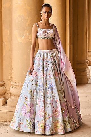 Mint Velvet Floral Motif Lehenga Set by Lashkaraa
