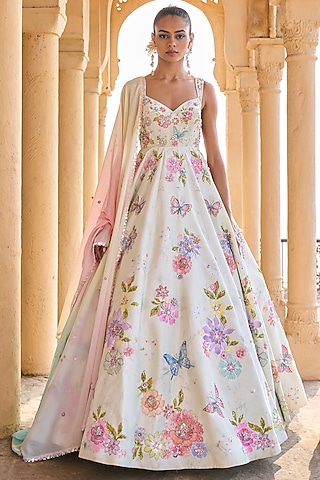 Light Green Printed Anarkali Set by Lashkaraa