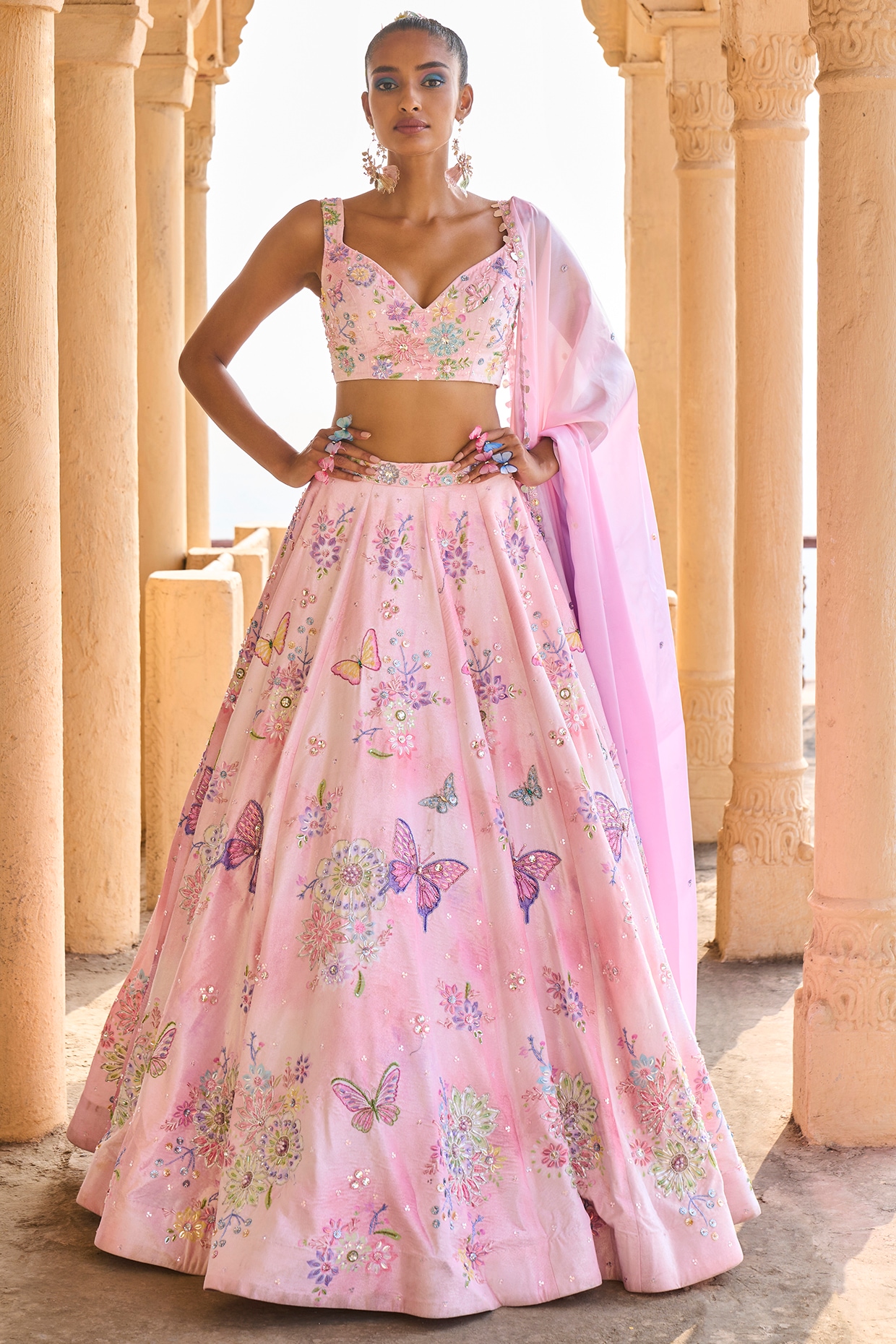 Yellow Color Organza Printed Lehenga Choli