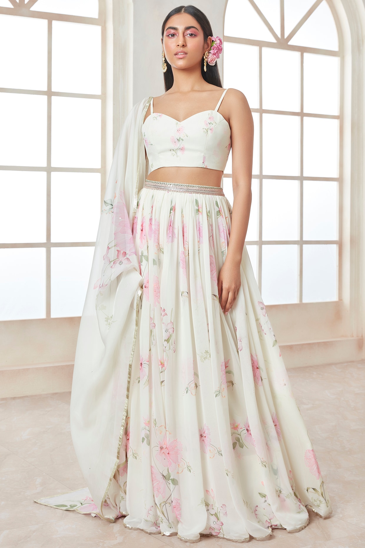 Pink Lehenga Set In Silk Design by Siddhartha Daga at Pernia's Pop Up Shop  2024