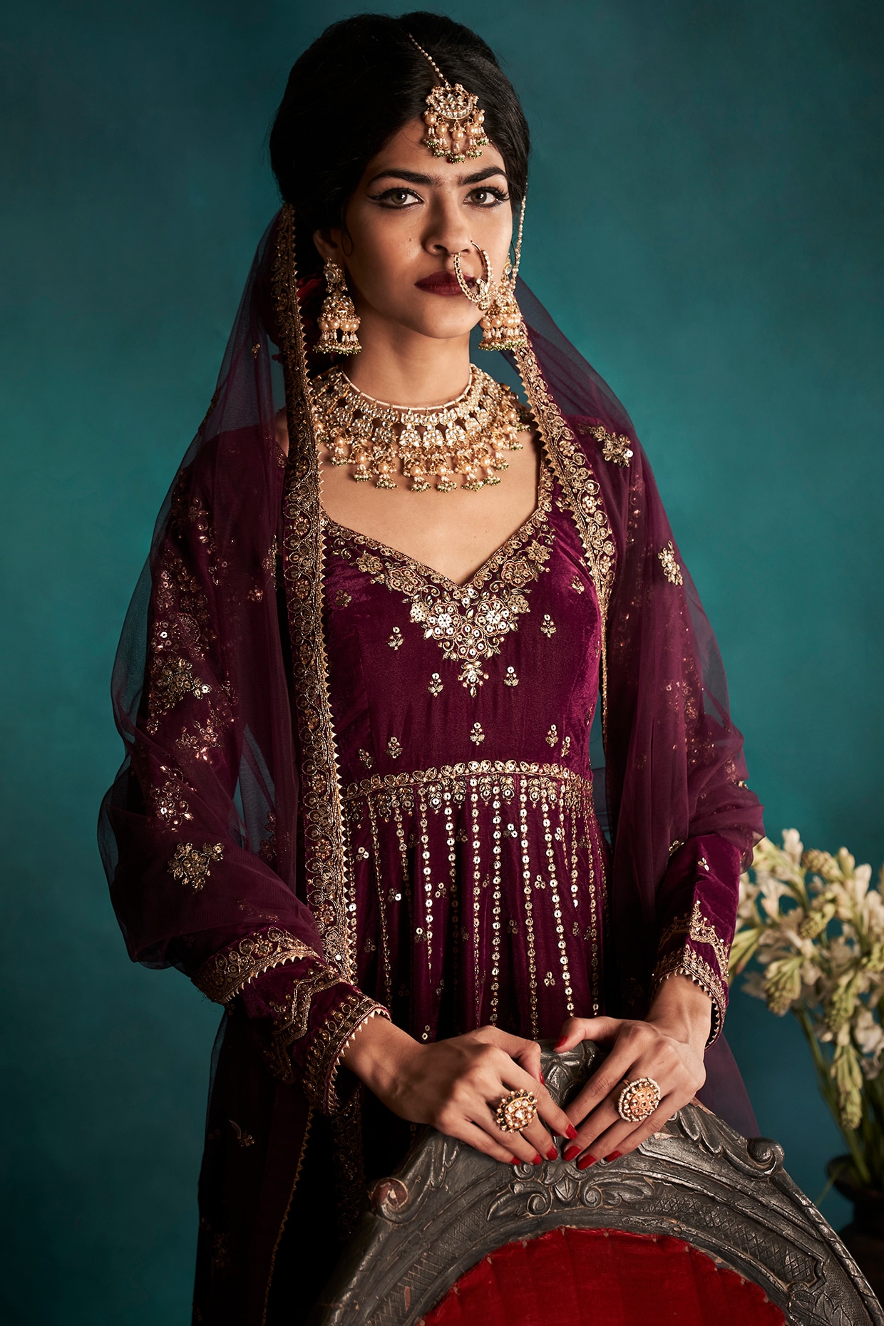 Buy Traditional Wears Velvet Wine Maroon Lehenga LLCV08476