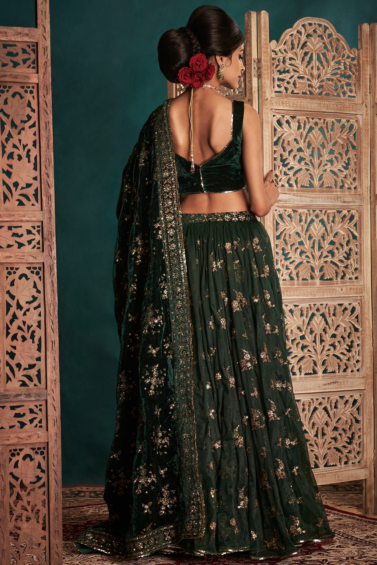 Green Embroidery & Digital Print Pure Silk Sabyasachi Party Wear Lehenga  with Blouse at Rs 2599/set | शिफ्ली एम्ब्रायडरी in Surat | ID: 21381601873