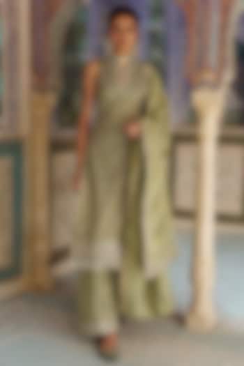 Mint Green Viscose Tissue Sequins Embroidered Kurta Set by Lashkaraa at Pernia's Pop Up Shop
