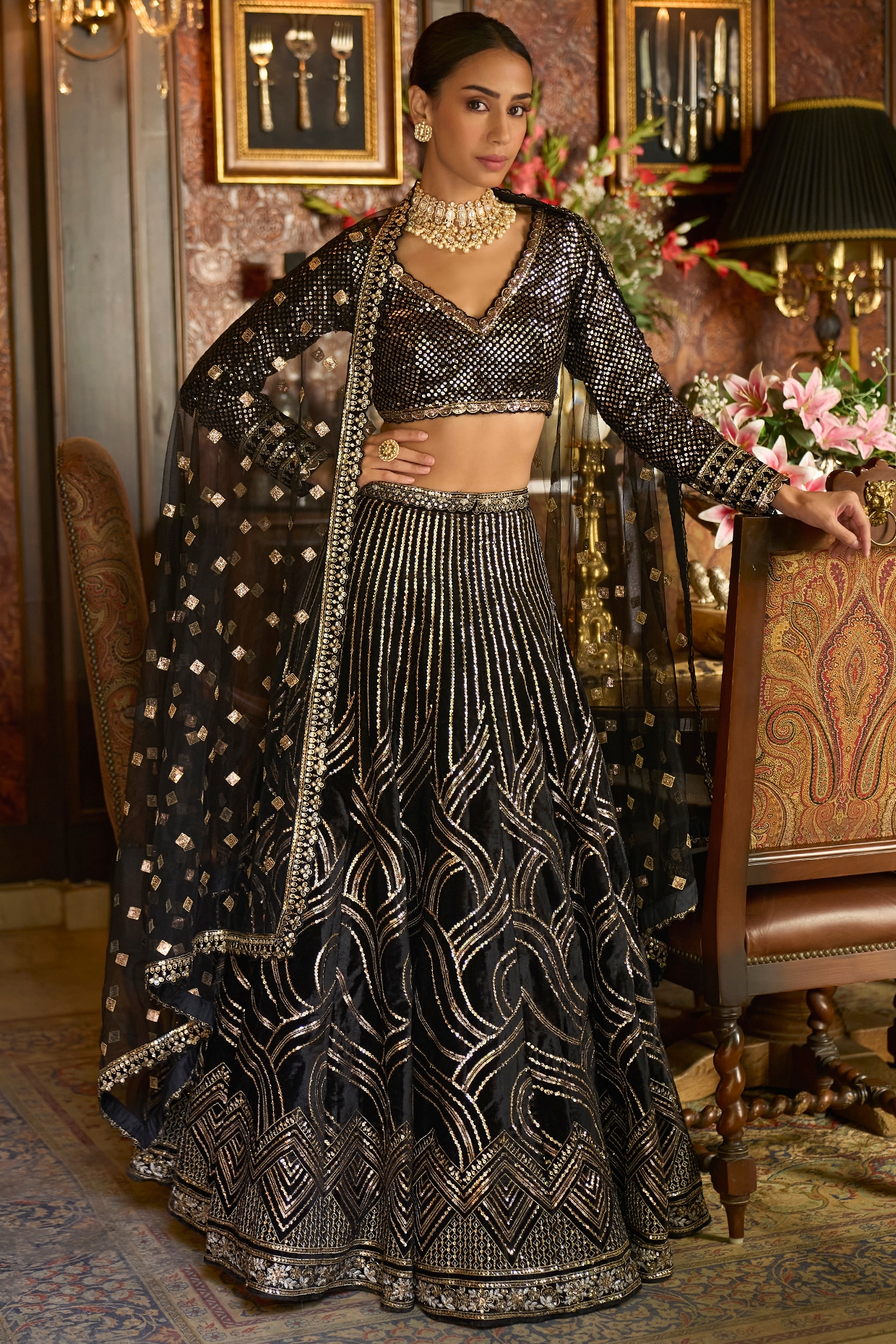 Women's Black And Silver Lehenga - Label Shaurya Sanadhya | Net lehenga,  Trendy blouse designs, Lehenga