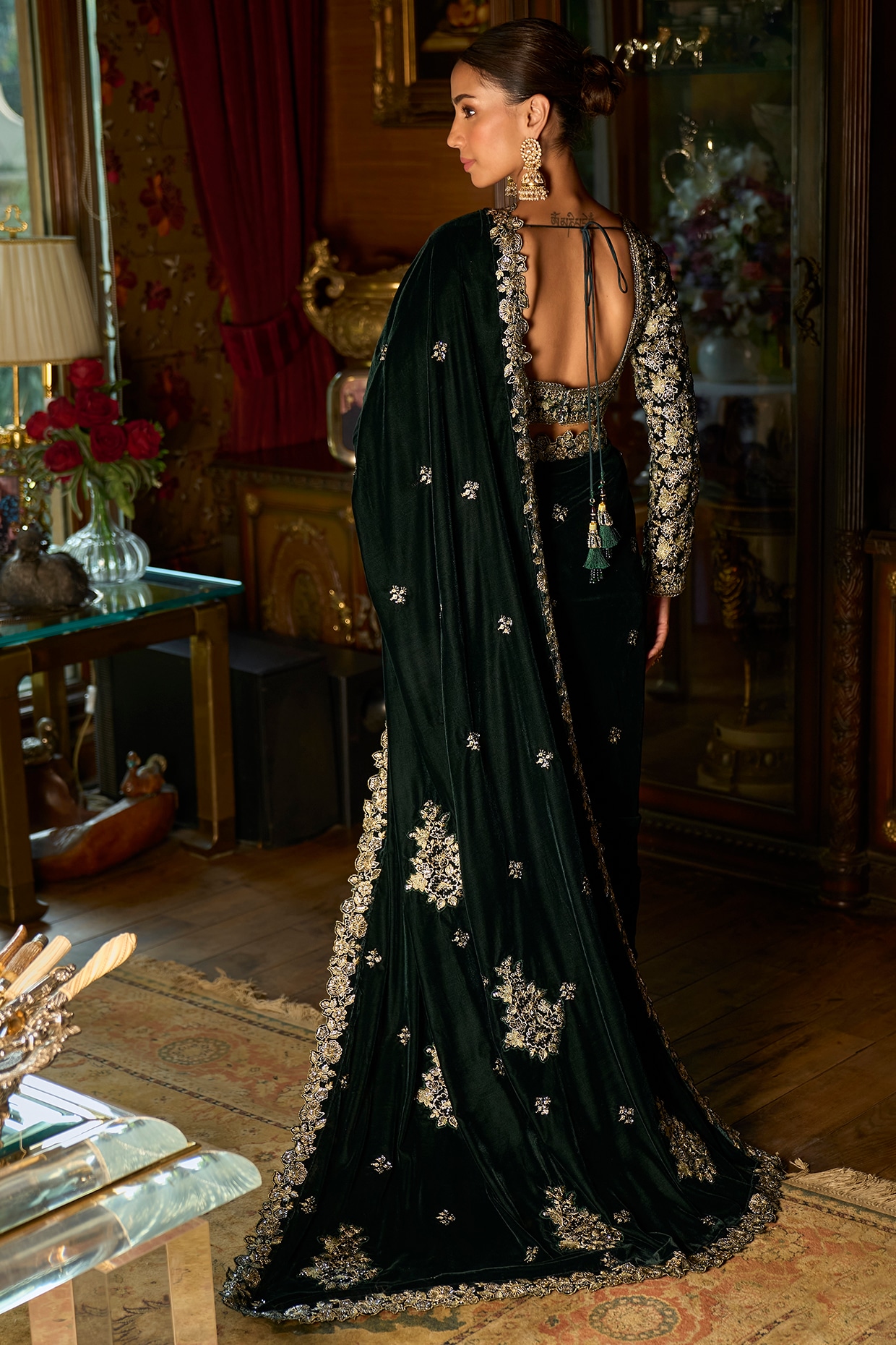 Multicolor plain pre-stitched ready to wear chiffon saree with blouse -  Teeya Creation - 4125908