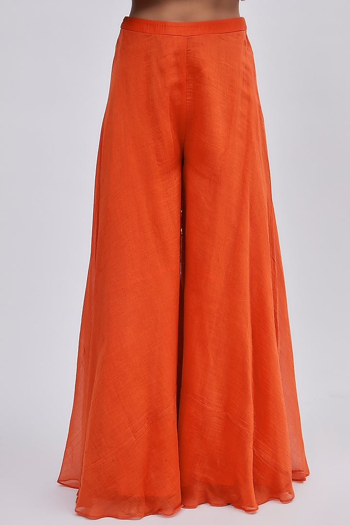 Orange Chanderi Wedding Sharara Set by Lavina Sippy at Pernia's Pop Up Shop