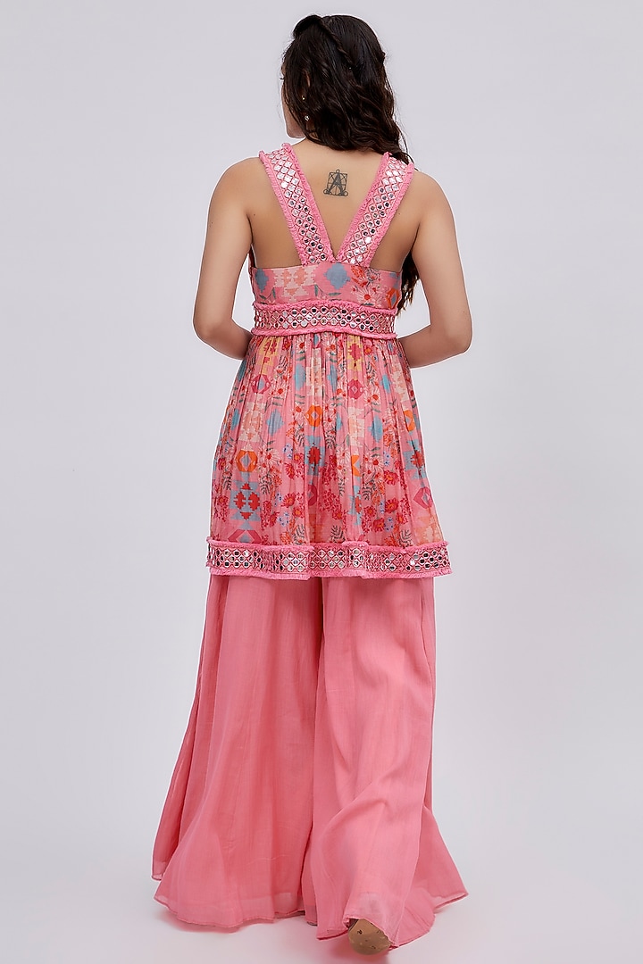 Pink Chanderi Party Wear Sharara Set by Lavina Sippy at Pernia's Pop Up Shop