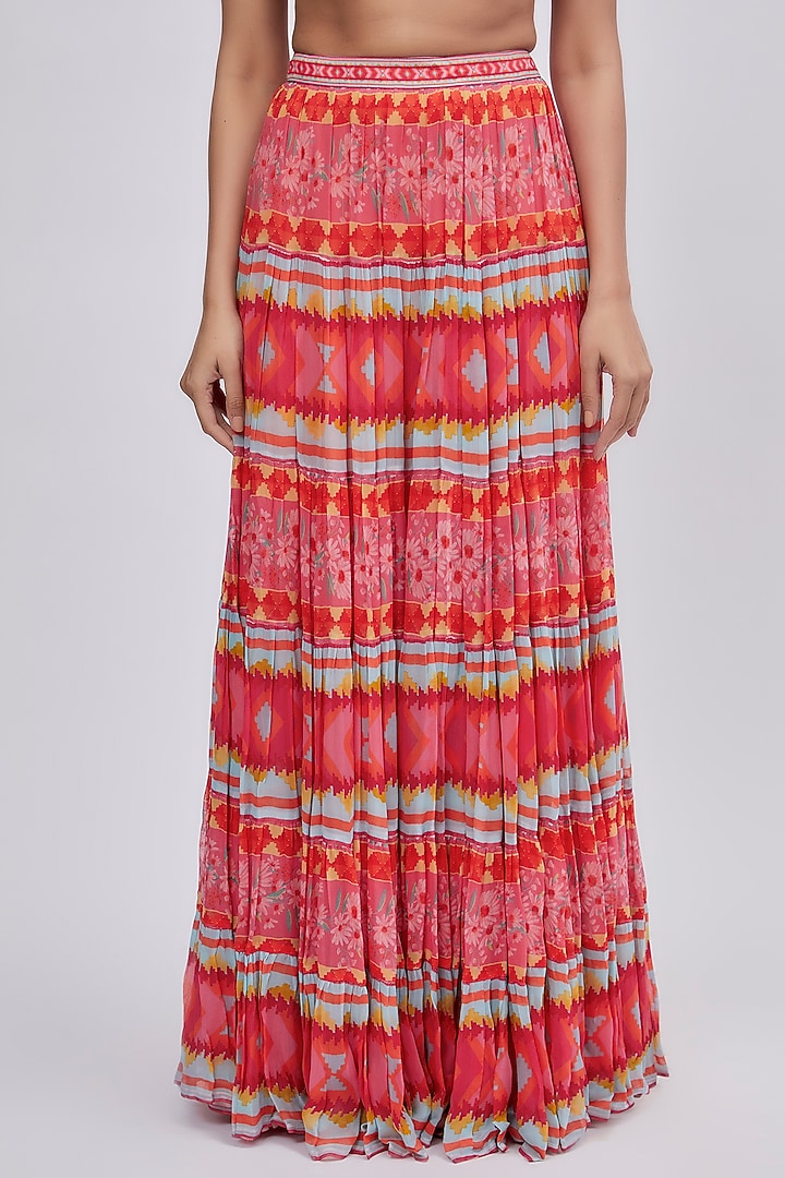 Orange Dupion Silk Printed Wedding Lehenga Set by Lavina Sippy at Pernia's Pop Up Shop