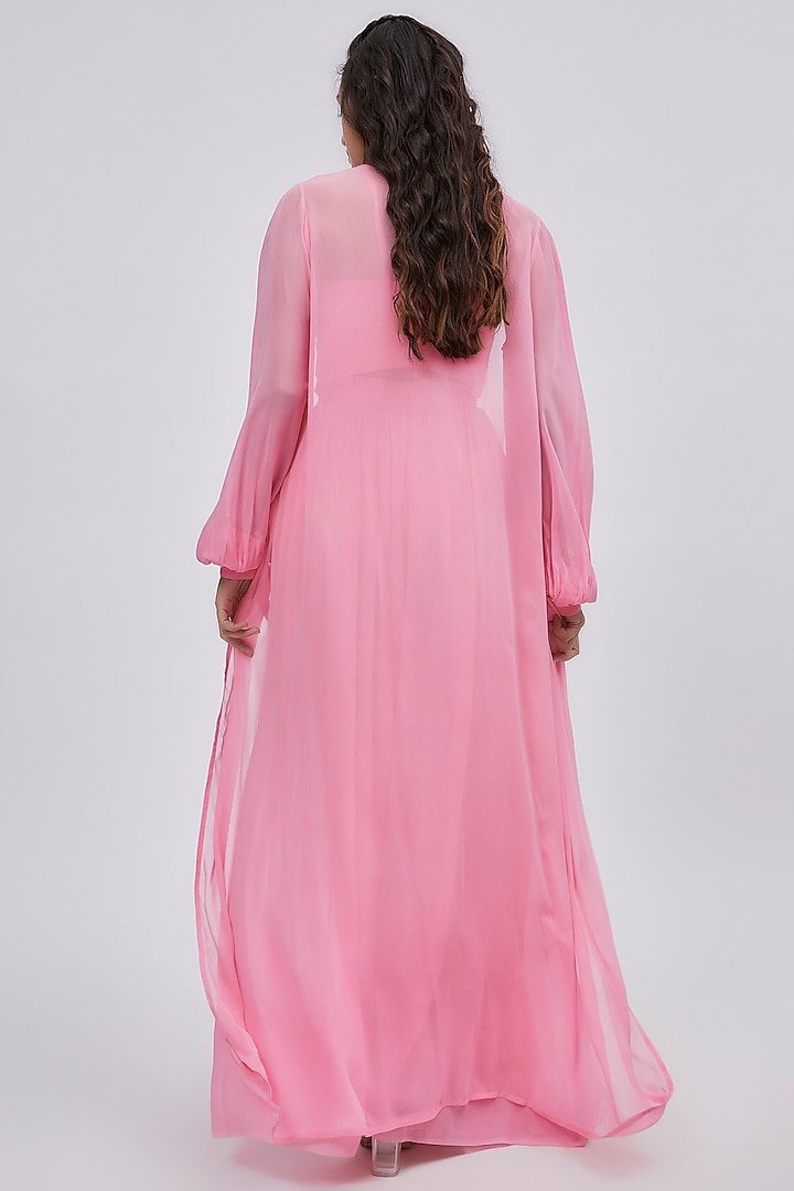 Pink Georgette Party Wear Sharara Set by Lavina Sippy at Pernia's Pop Up Shop