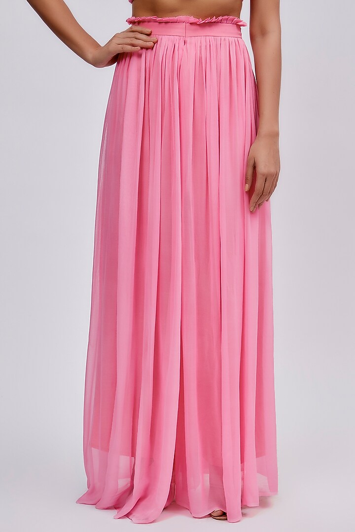 Pink Georgette Party Wear Sharara Set by Lavina Sippy at Pernia's Pop Up Shop