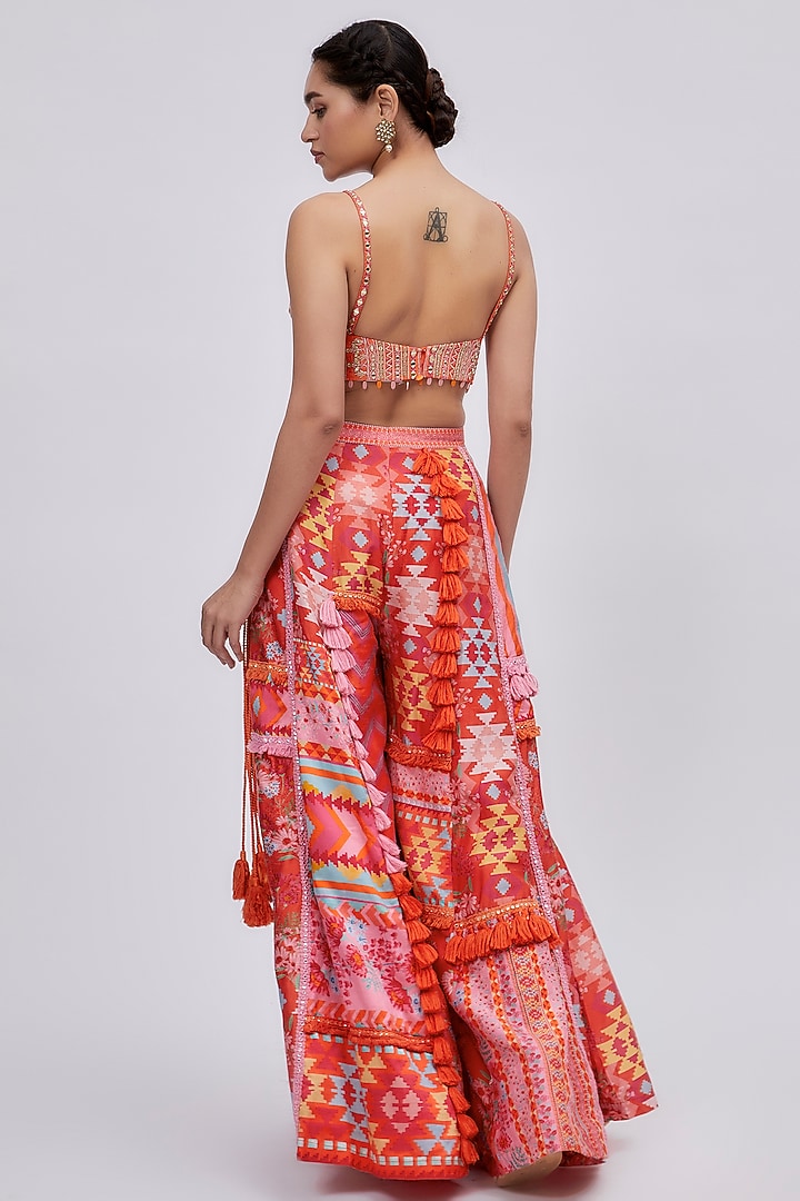 Orange Dupion Silk Wedding Sharara Set by Lavina Sippy at Pernia's Pop Up Shop