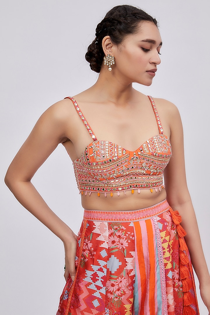 Orange Dupion Silk Wedding Sharara Set by Lavina Sippy at Pernia's Pop Up Shop