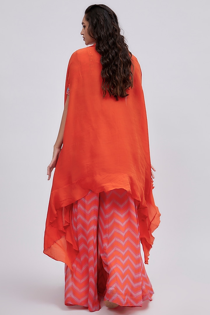 Coral Georgette Printed Wedding Sharara Set by Lavina Sippy at Pernia's Pop Up Shop