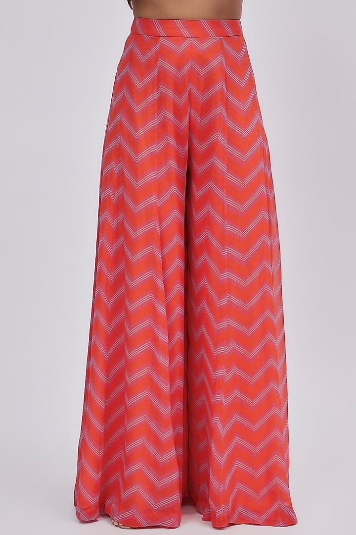 Coral Georgette Printed Wedding Sharara Set by Lavina Sippy at Pernia's Pop Up Shop