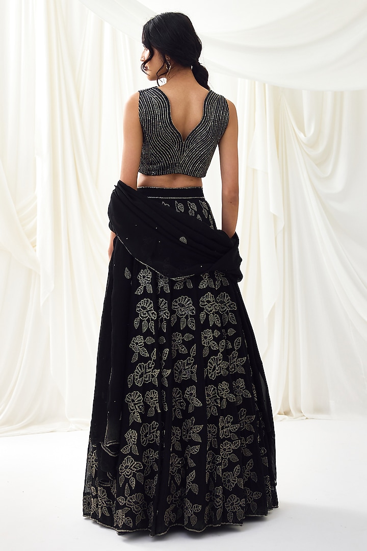Black Organza & Net Bridal Lehenga Set by Lavanya Ahuja at Pernia's Pop Up Shop
