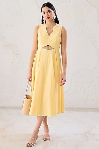 white christmas dresses Pink Cotton Poplin V-Neck Infinity Midi Dress 50