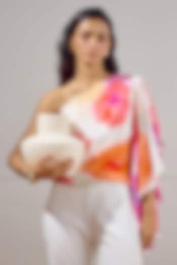 Multi-Colored Crepe Printed One-Shoulder Draped Top by Lavanya Ahuja at Pernia's Pop Up Shop