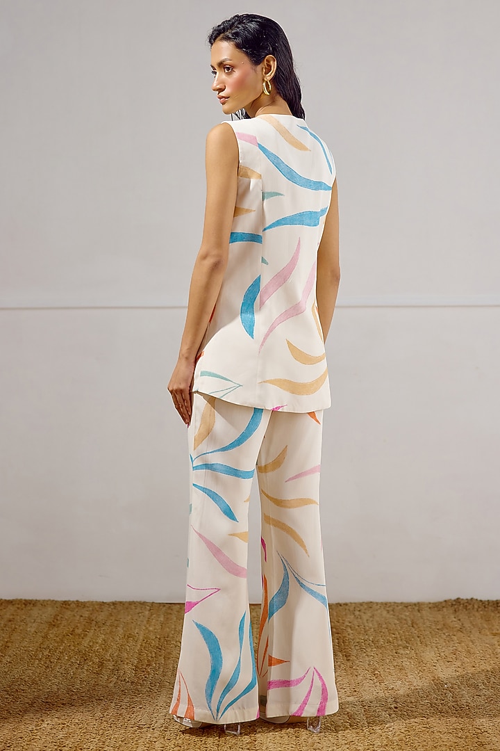 Multi-Colored Crepe Printed Waistcoat Set by Lavanya Ahuja at Pernia's Pop Up Shop