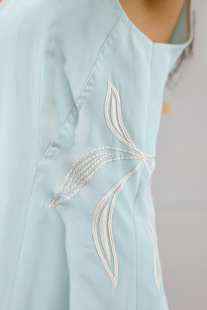 Seafoam Crepe Embroidered Waistcoat Set by Lavanya Ahuja at Pernia's Pop Up Shop