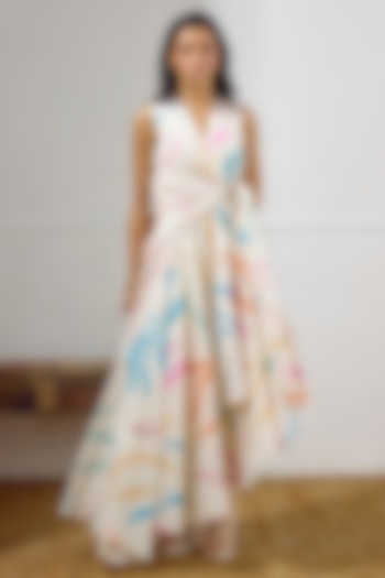 Multi-Colored Cotton Poplin Printed Tie-Up Vacation Dress by Lavanya Ahuja at Pernia's Pop Up Shop