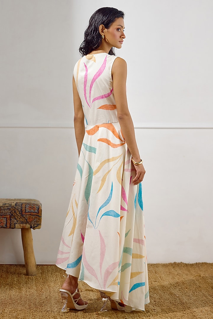 Multi-Colored Cotton Poplin Printed Tie-Up Vacation Dress by Lavanya Ahuja at Pernia's Pop Up Shop