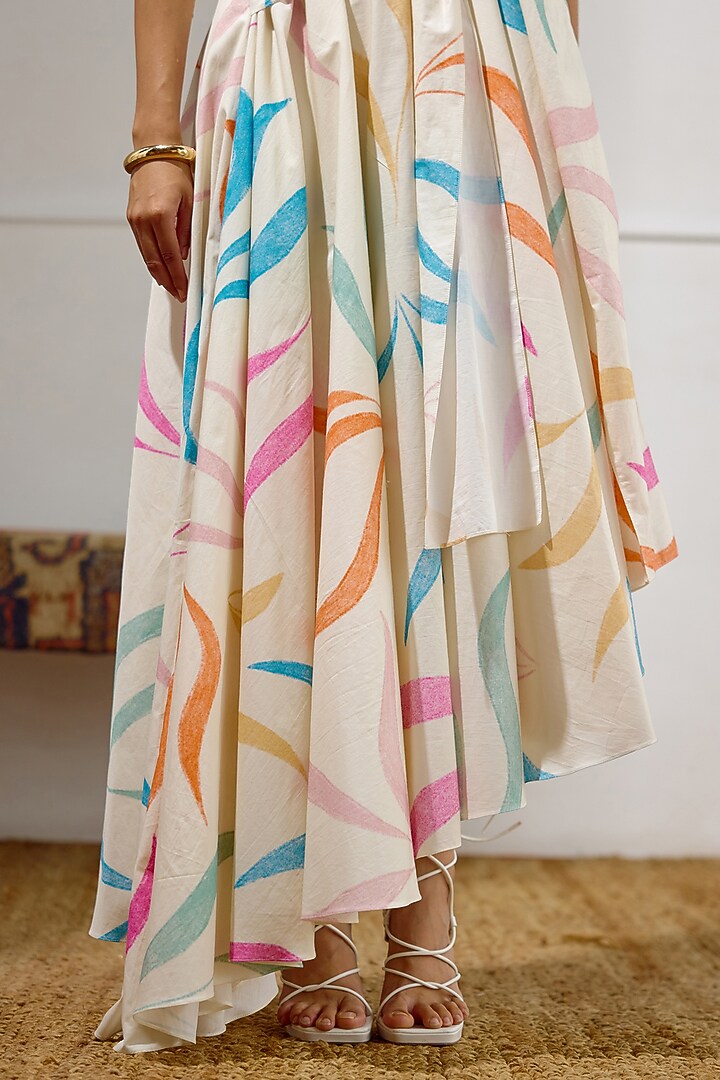 Multi-Colored Cotton Poplin Printed Tie-Up Vacation Dress by Lavanya Ahuja at Pernia's Pop Up Shop