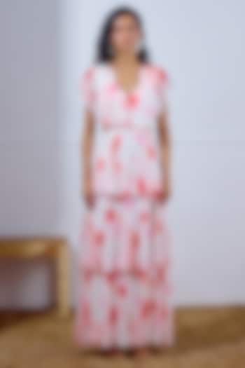 Multi-Colored Chiffon Printed Tiered Vacation Dress by Lavanya Ahuja at Pernia's Pop Up Shop
