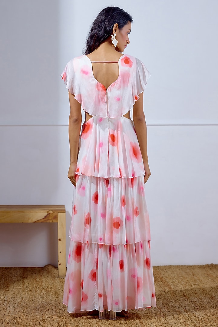 Multi-Colored Chiffon Printed Tiered Vacation Dress by Lavanya Ahuja at Pernia's Pop Up Shop