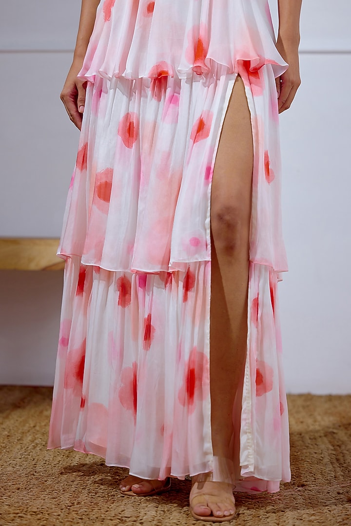 Multi-Colored Chiffon Printed Tiered Vacation Dress by Lavanya Ahuja at Pernia's Pop Up Shop