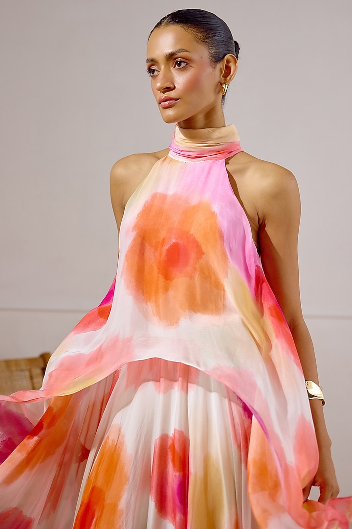 Multi-Colored Chiffon Printed Layered Vacation Dress by Lavanya Ahuja at Pernia's Pop Up Shop 2026 Multi-Colored Chiffon Printed Layered Vacation Dress by Lavanya Ahuja at Pernia's Pop Up Shop 2026