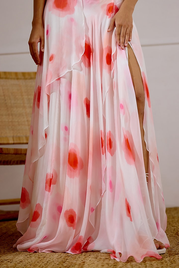 Multi-Colored Chiffon Printed Vacation Dress by Lavanya Ahuja at Pernia's Pop Up Shop