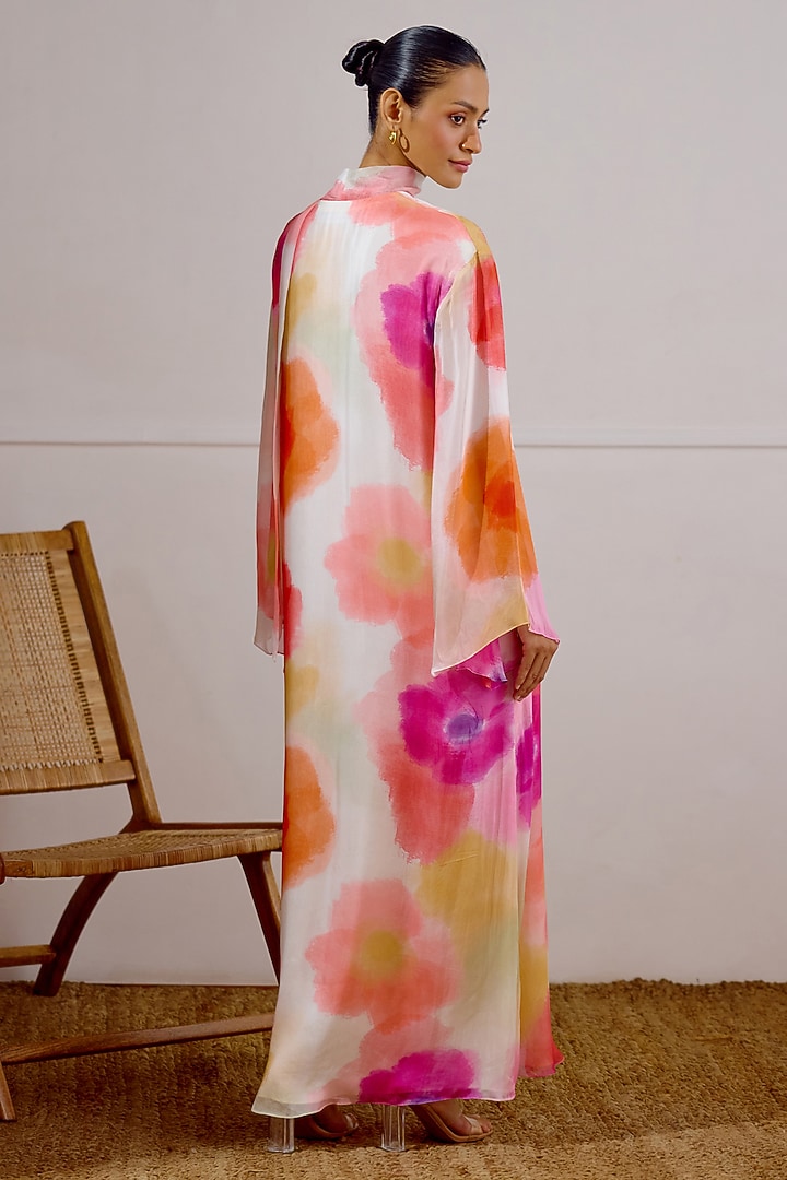 Multi-Colored Chiffon Printed Kaftan Vacation Dress by Lavanya Ahuja at Pernia's Pop Up Shop