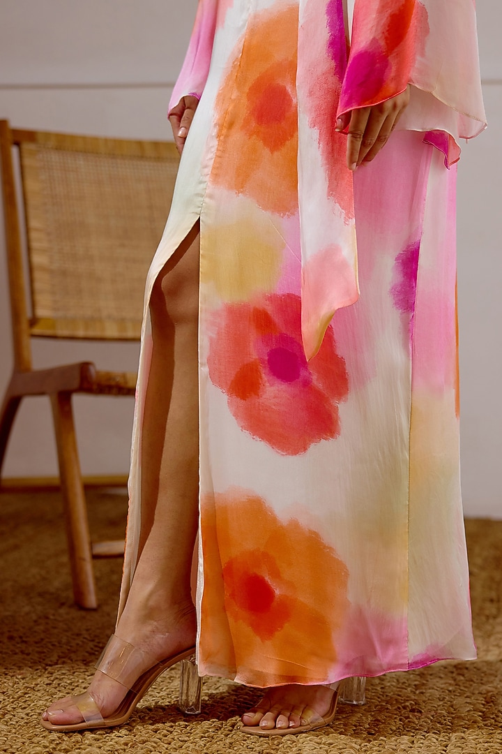 Multi-Colored Chiffon Printed Kaftan Vacation Dress by Lavanya Ahuja at Pernia's Pop Up Shop