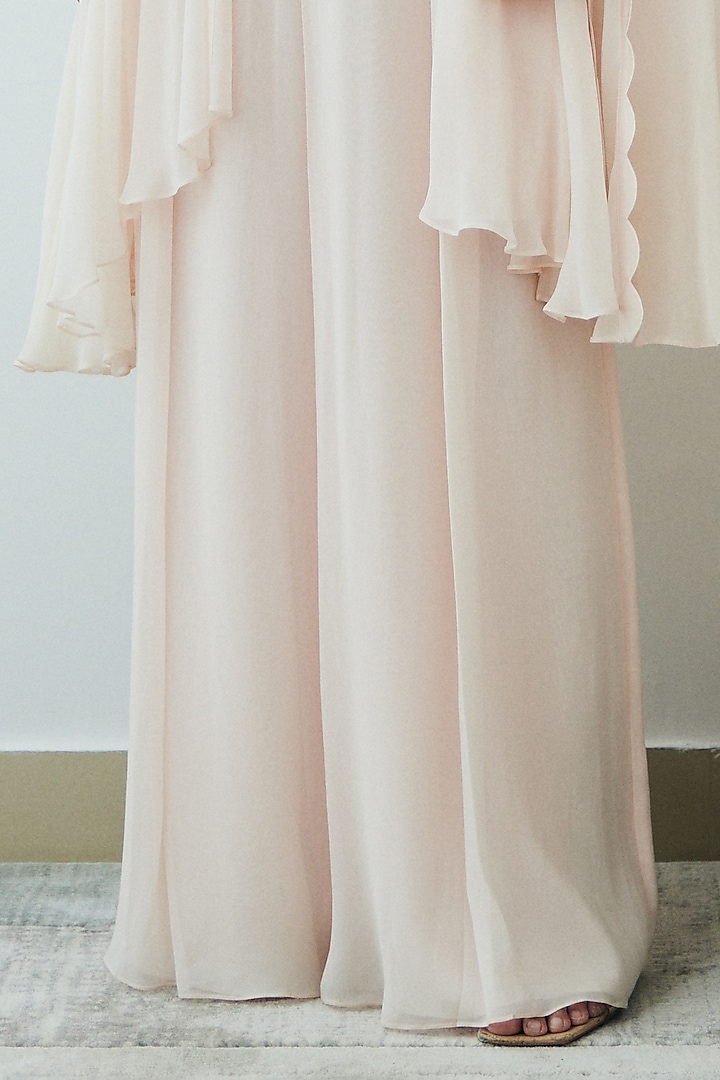 Pale Blush Pink Georgette Cape Set by Lavanya Ahuja at Pernia's Pop Up Shop