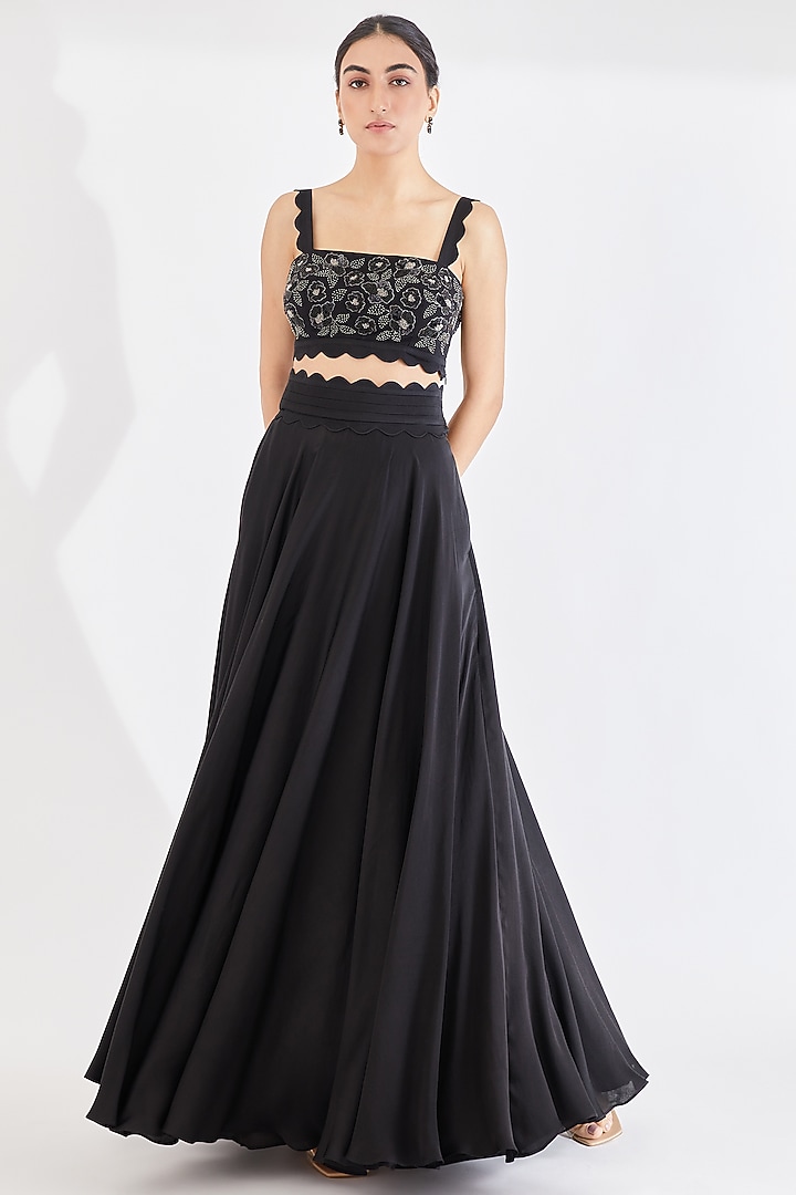 Black Georgette Lehenga Set by Lavanya Ahuja at Pernia's Pop Up Shop