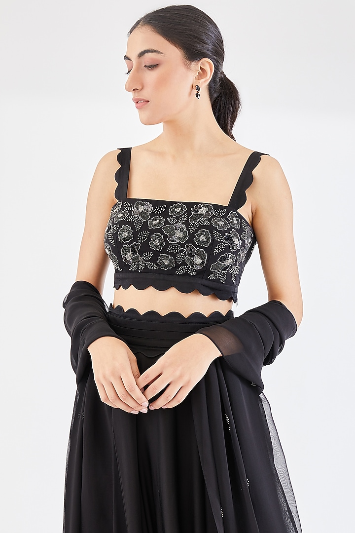 Black Georgette Lehenga Set by Lavanya Ahuja at Pernia's Pop Up Shop
