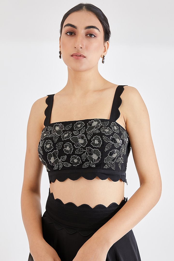 Black Georgette Lehenga Set by Lavanya Ahuja at Pernia's Pop Up Shop