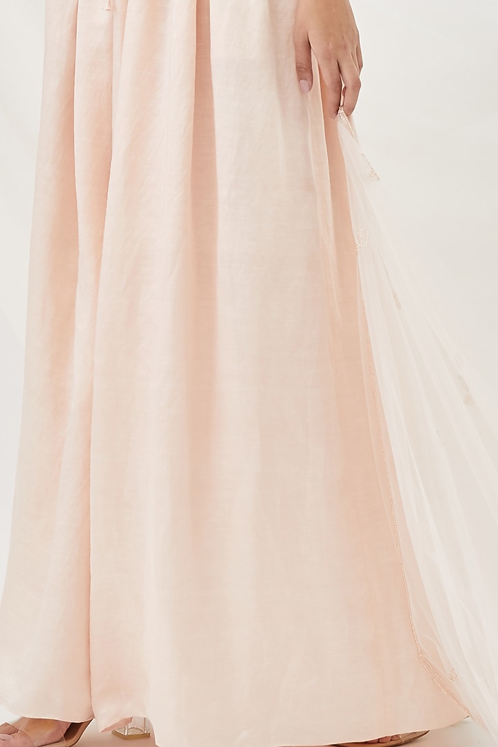 Blush Pink Georgette Skirt Set by Lavanya Ahuja at Pernia's Pop Up Shop