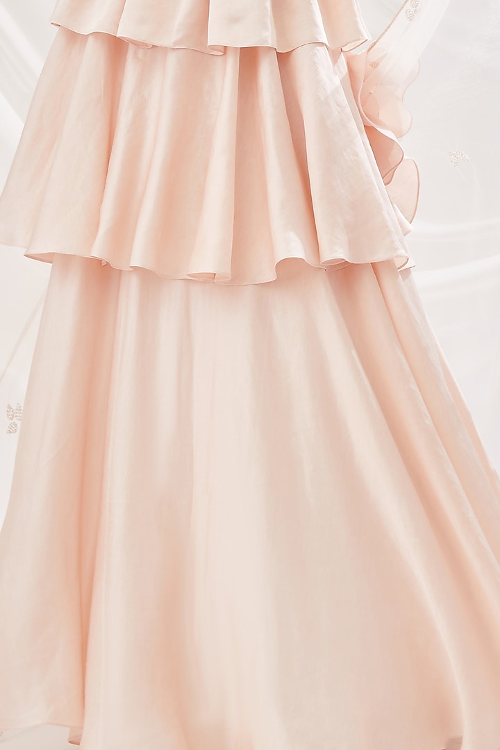 Blush Pink Layered Skirt Set by Lavanya Ahuja at Pernia's Pop Up Shop