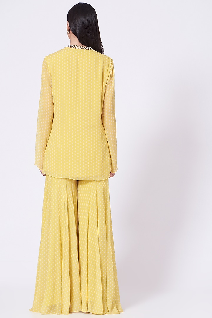 Pineapple Yellow Chiffon Party Wear Sharara Set by Lavisha Jain at Pernia's Pop Up Shop